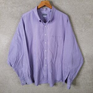 Van Heusen Shirt Mens 3XL Purple Gingham Long Sleeve Button Down Regular Fit